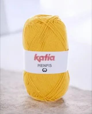 2 ovillos Katia Menfis algodón amarillo