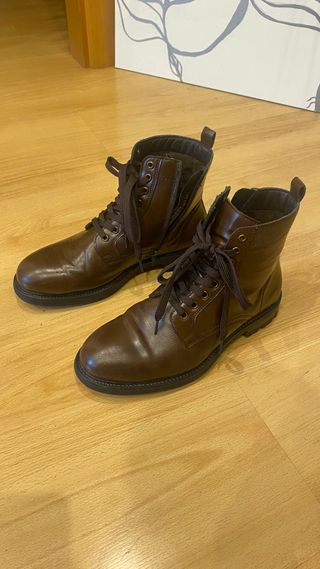 Botines de cuero marrón talla 43