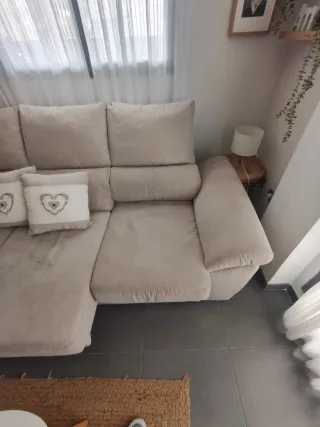 Sofá Chaiselongue Beige Tela