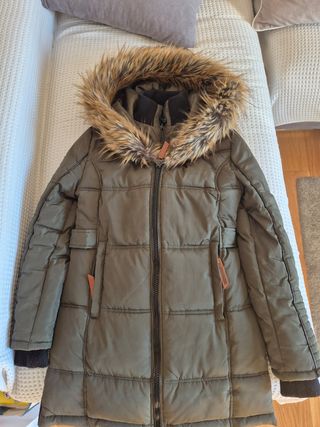 Abrigo Geographical Norway verde con capucha pelo