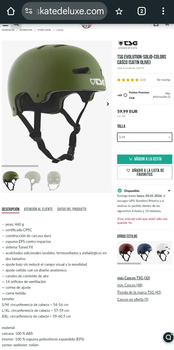 Casco TSG Evolution Verde Skate Patines