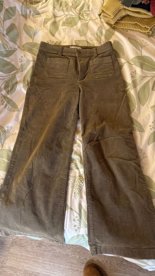 Pantalones de pana anchos mujer verde oliva