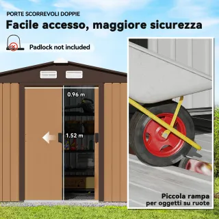 Capanno per Attrezzi 4.9m² con Fondazione, 4 Prese