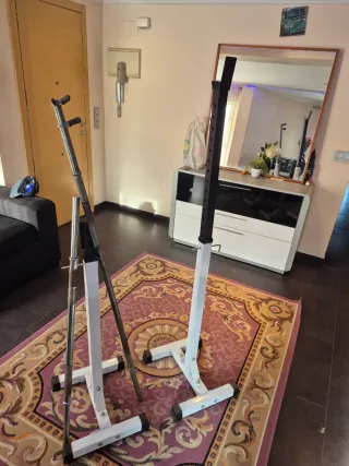 Soportes para sentadillas y barra