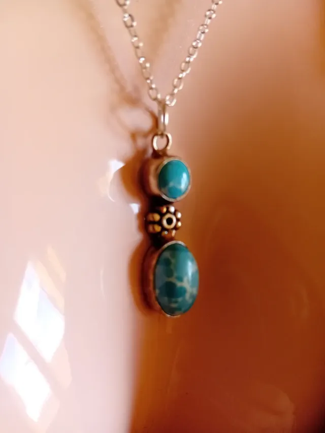 Collana placcata argento con pietre turchesi