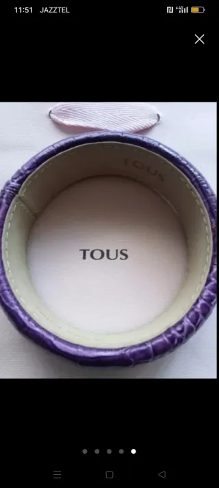 Pulsera Tous, Piel Genuina, brazalete cuero morado