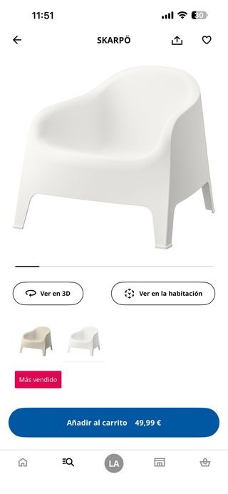 Sillón Skarpo Ikea (2 unidades), color blanco.