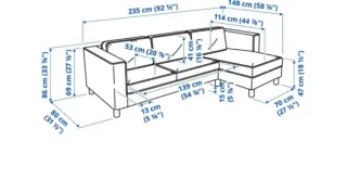 Fodera per divano a 3 posti con chaise-longue