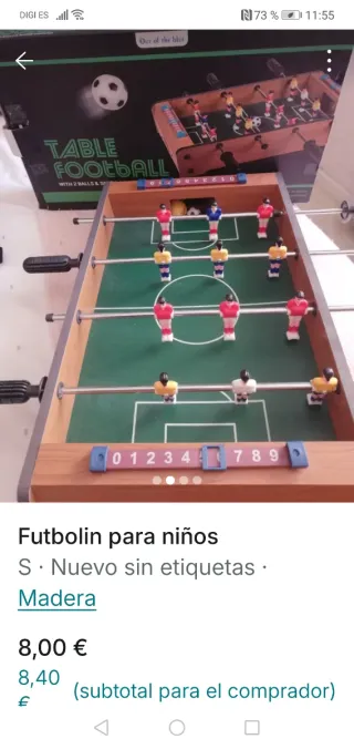 Futbolín de madera para niños