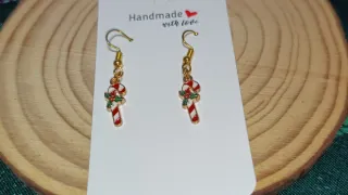 Pendientes Navideños Bastón de Caramelo