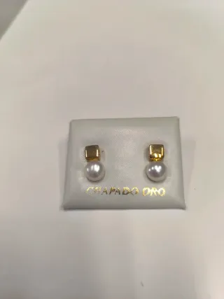 Pendientes Chapado Oro Perla