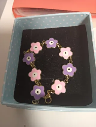 Pulsera flores rosa y lila