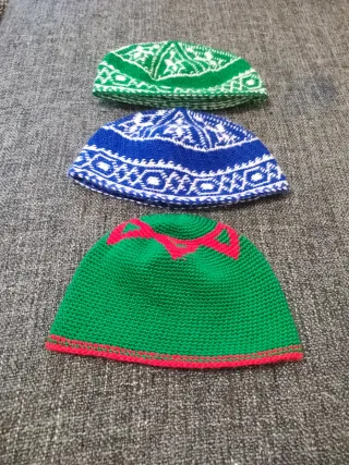 Lote3 gorros lana artesanía marroquí Hecha a mano