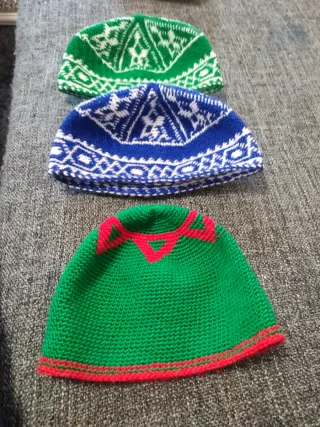 Lote3 gorros lana artesanía marroquí Hecha a mano