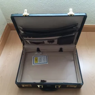 Maletín ejecutivo vintage negro y beige