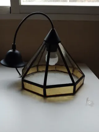 Lámpara de techo cristal y metal estilo vintage