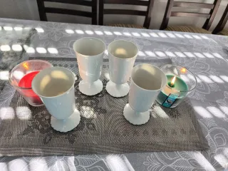 4 Copas Cerámica Antiguas Blanca  son fracesas