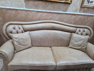 Divano 2 posti in pelle beige