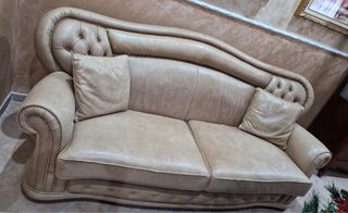 Divano 2 posti in pelle beige