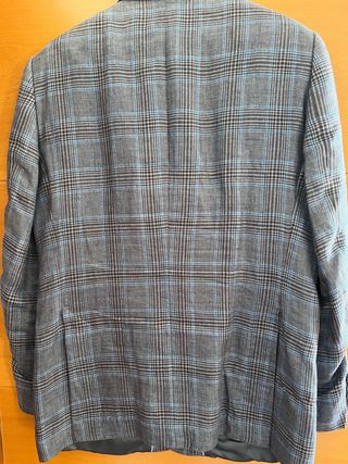 Americana Lino Hombre Azul/Gris