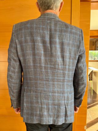 Americana Lino Hombre Azul/Gris