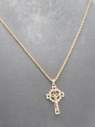 Colgante Cruz Chapado Oro Acero Quirúrgico