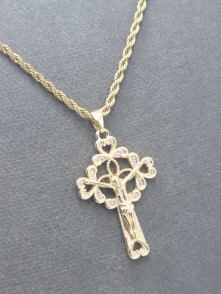 Colgante Cruz Chapado Oro Acero Quirúrgico