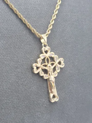 Colgante Cruz Chapado Oro Acero Quirúrgico