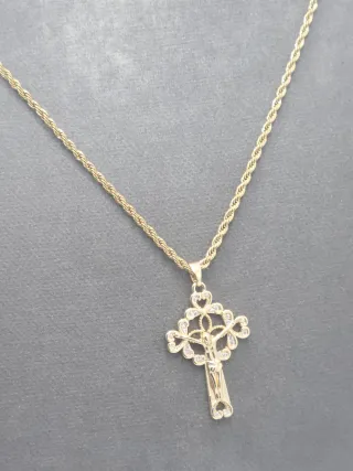 Colgante Cruz Chapado Oro Acero Quirúrgico