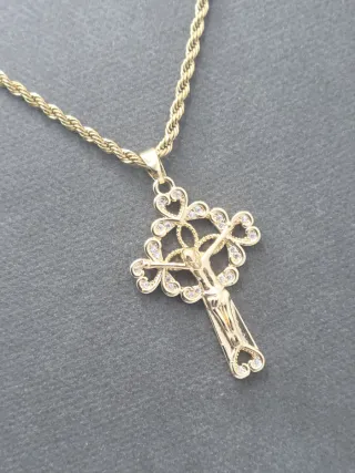 Colgante Cruz Chapado Oro Acero Quirúrgico