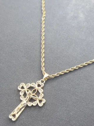 Colgante Cruz Chapado Oro Acero Quirúrgico