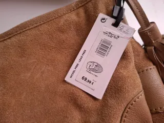 Bolso de piel beige y marrón