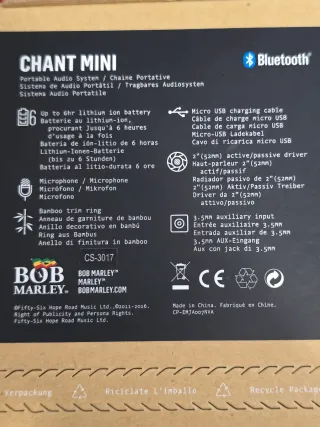 Altavoz Bluetooth Marley Chant Mini