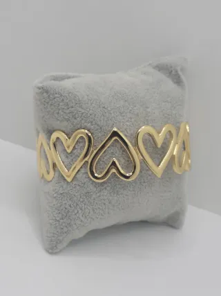 Pulsera Corazones Acero Quirúrgico Chapado Oro
