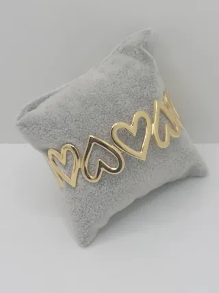 Pulsera Corazones Acero Quirúrgico Chapado Oro
