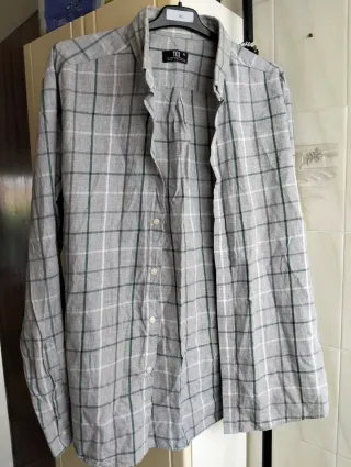 Camisa de cuadros gris y verde Talla XL
