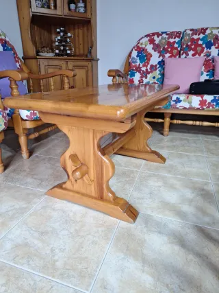 Mesa de centro madera maciza estilo colonial