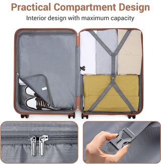 Maleta Mediana KONO Marrón 4 Ruedas Cerradura