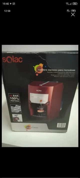 Cafetera Solac Espresso Monodosis Roja