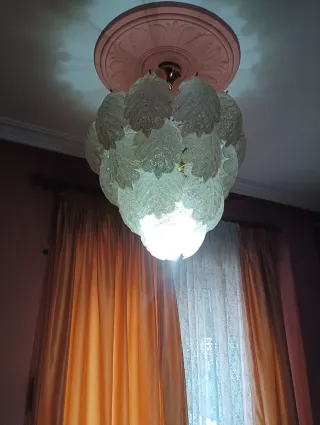 Lámparas de techo y mesita cristal tallado