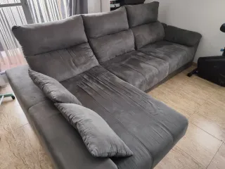 Sofá chaiselong 3 plazas 2,75m gris