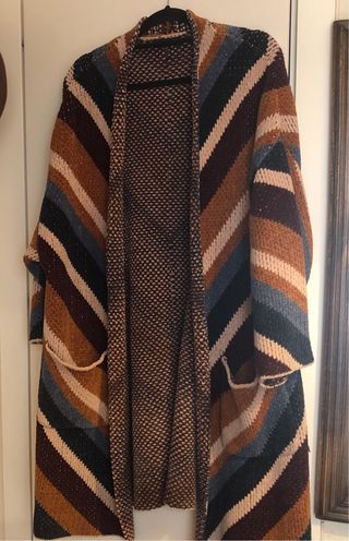 Chaqueta larga de punto multicolor