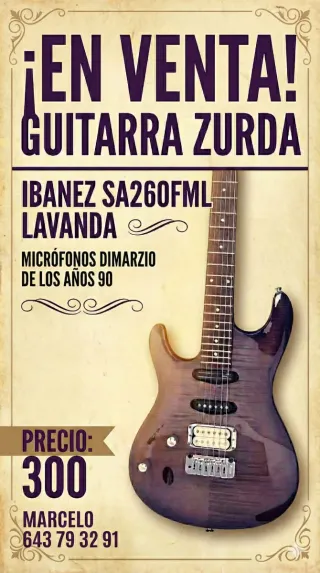 Guitarra Ibanez SA260FML Zurda Lavanda
