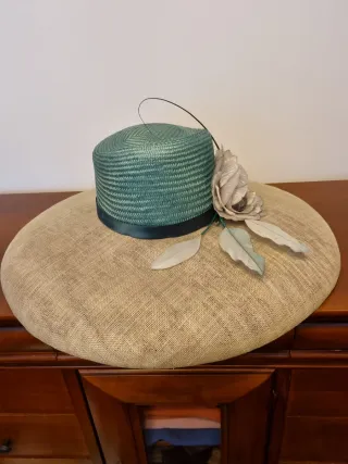 Preciosa pamela beige y turquesa