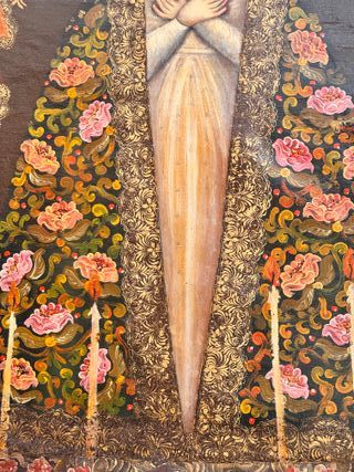 Óleo colonial Escuela Cuzqueña Virgen Dolorosa