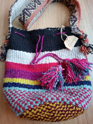 Bolso étnico tejido multicolor