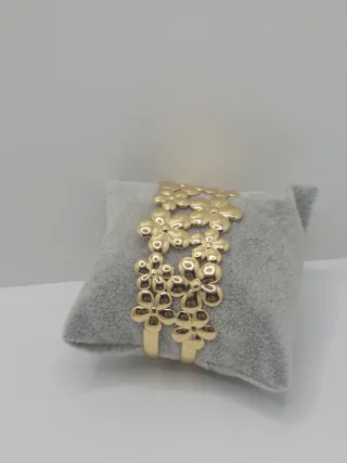 Pulsera Acero Quirúrgico Baño Oro Flores