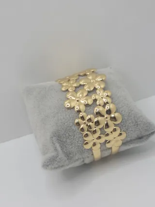 Pulsera Acero Quirúrgico Baño Oro Flores