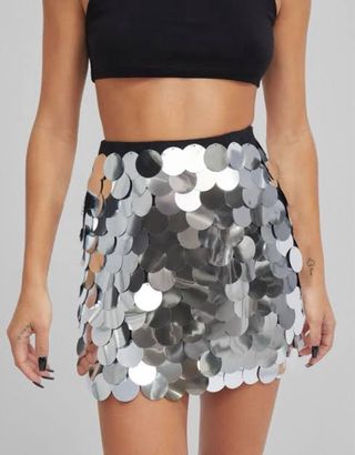 Falda lentejuelas plateadas