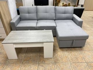 Sofá Cama Chaise Longue + Mesa Centro